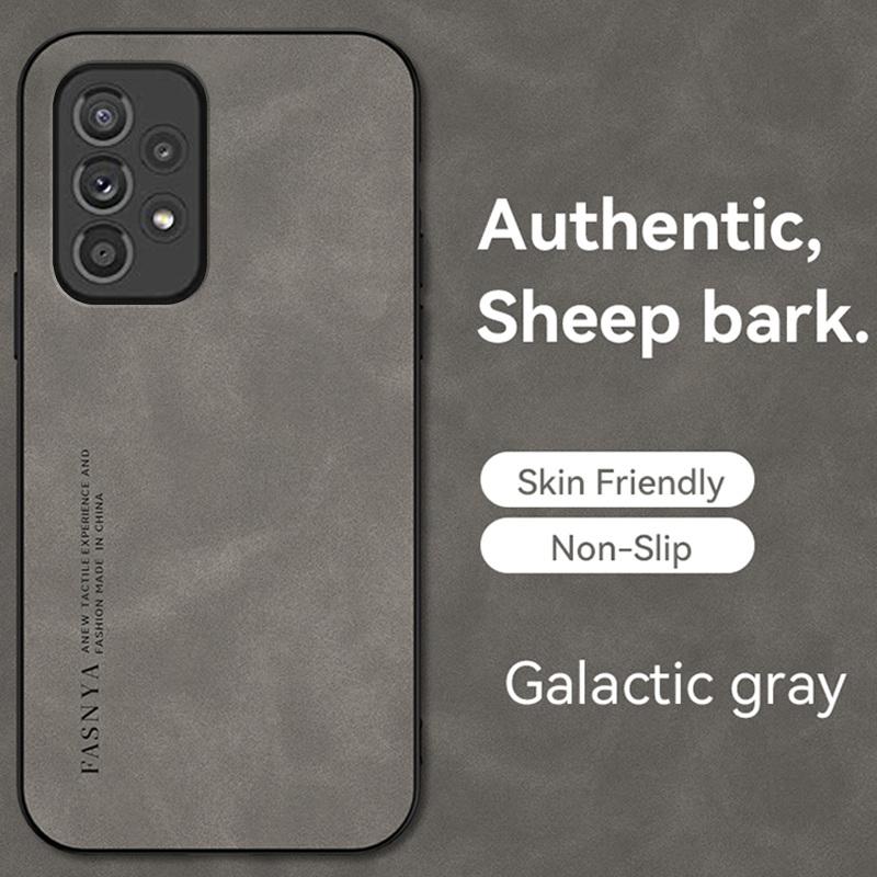 Sheepskin Leather Case For iPhone 16 15 14 13 12 Samsung S25 S24 Plus A34 S23 Redmi Note 14T 12 4G Mi 12T Pro Soft Edges Pure Color Phone Cover