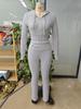 Modisches 2025 Geripptes Strick-Slim-Fit Zweiteiler-Set mit Langarm-Hoodie
