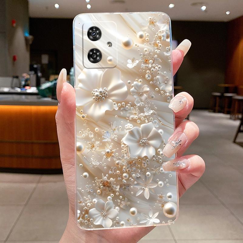 Phone Case For Motorola Moto G54 Power G64 G55 G54 Fundas Butterfly Bow Protective Casing Transparent Soft Silicone TPU Cover