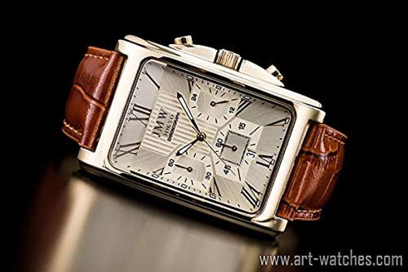 JMW TOKYO Square Gold Square Limited Seiko Quartz Leather Genuine Simple Popular for Day Gift to 300 pieces Men's Watch, & Brown, Rectangular, Men's