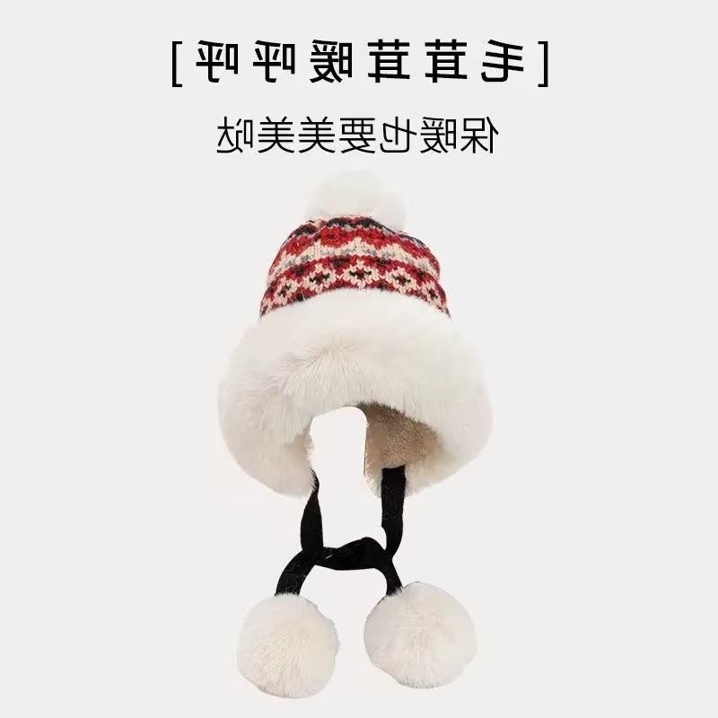 Women S Winter Knit Hat With Pom Pom Earmuff Thick Warm Large Size