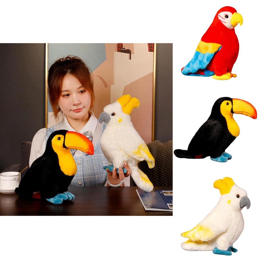 Colorful Parrot Plush Toy Pillow Wholesale Gift With Logo Cartoon Animal Decorative Ornament 25cm 0.2kg