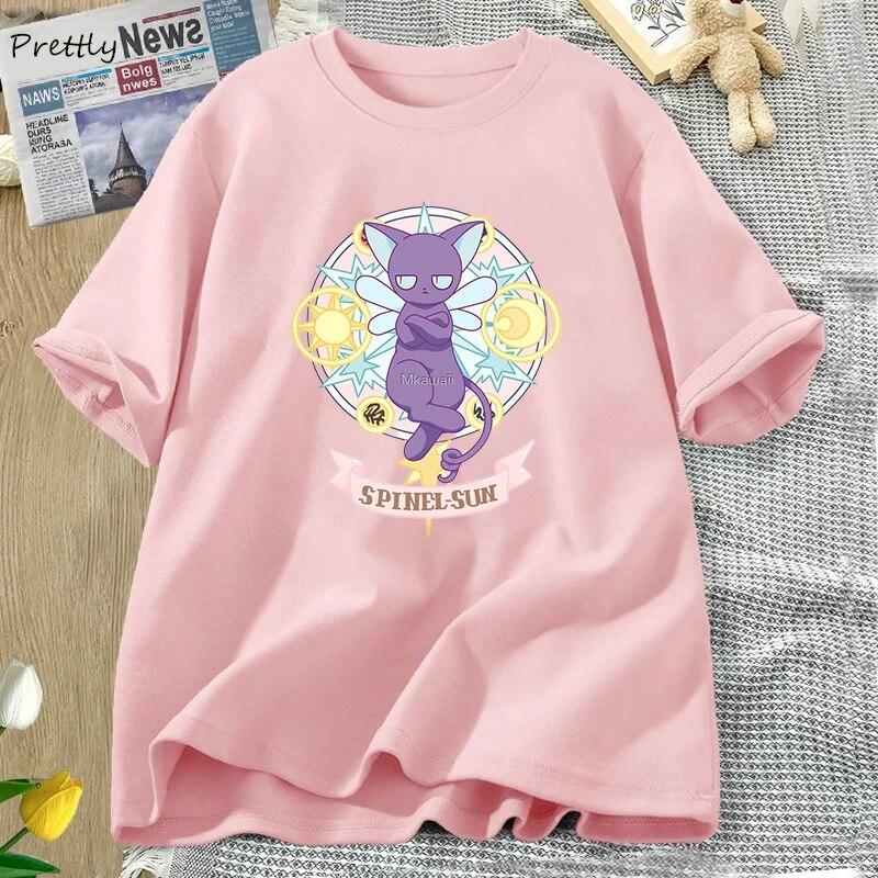 

Женская футболка Kawaii Cardcaptor Sakura Kero Chan Magic Clear Circle футболка японского аниме 90-х годов эстетические футболки Vaporwave унисекс
