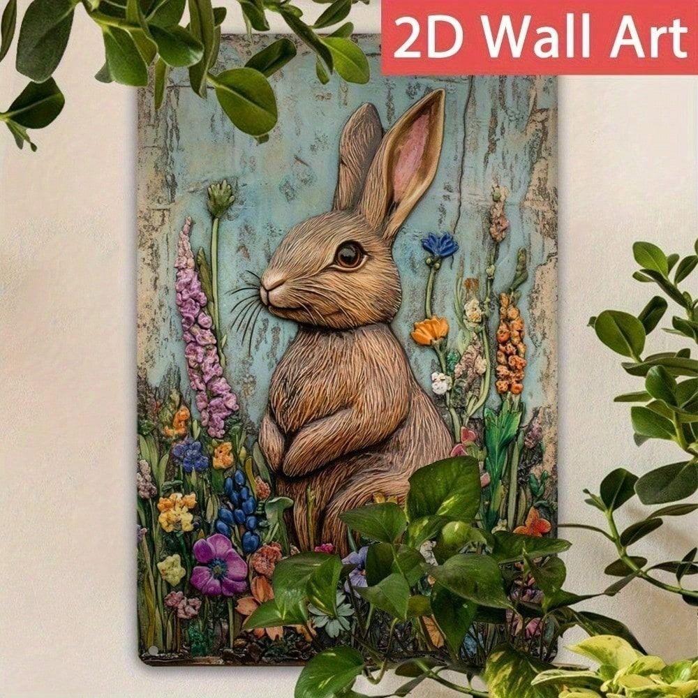 Vintage Metal Easter Bunny Garden Sign 30x20 cm
