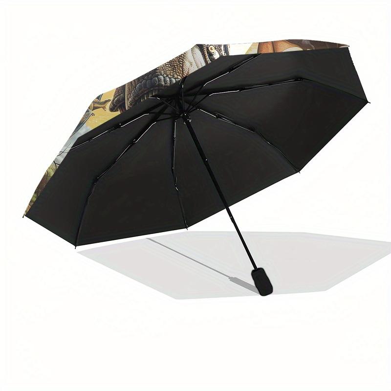 Dinosaur Realm Theme 8 Bone Hand Automatic Folding Umbrella, Compact and Portable Design, A Perfect Gift for Birthday, Christmas or Business