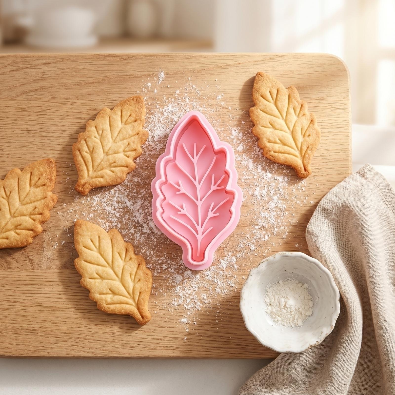 

Leaf Series Baking Molds, 3D Molds For Realistic DIY Embossing, Easy To Clean, Suitable For Dough, Chocolate And Confectionery Baking. One Size