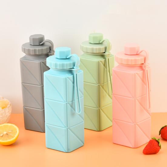 Silicone Foldable Water Bottle 610ml Leakproof Collapsible Water Bottle for Travel Camping Hiking Sports Outdoor BPA Free Portable Reusable Water Cup
