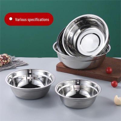 Multi-purpose Stainless Steel Bowl: Soup, Rice, Noodles, Mixed & Steamed Vegetables, Shallow Basin for Students.