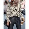 Blusa feminina manga longa com botões, casual, solta, lisa, top, camisa larga