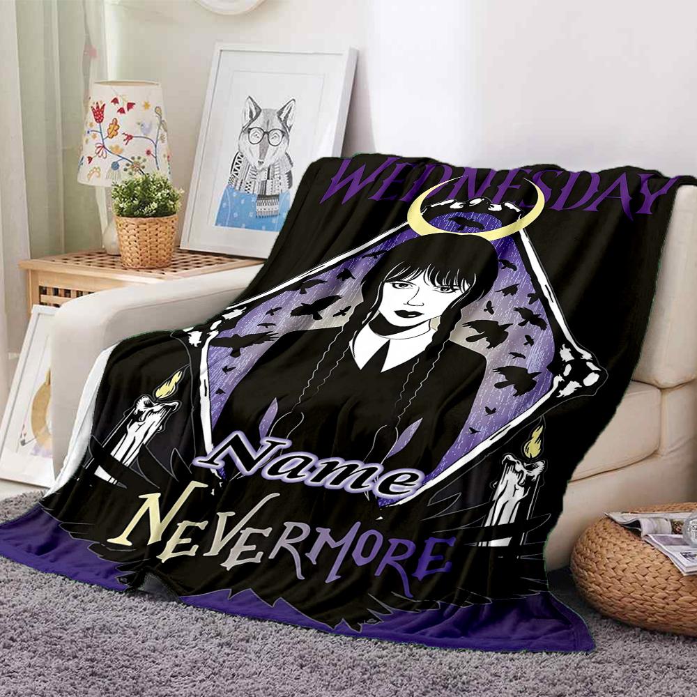 Custom 1pc Wednesday Addams Family Blanket, Soft And Comfortable Blanket, Casual Warm, Camping Travel Blanket, Birthday Gift Q912194