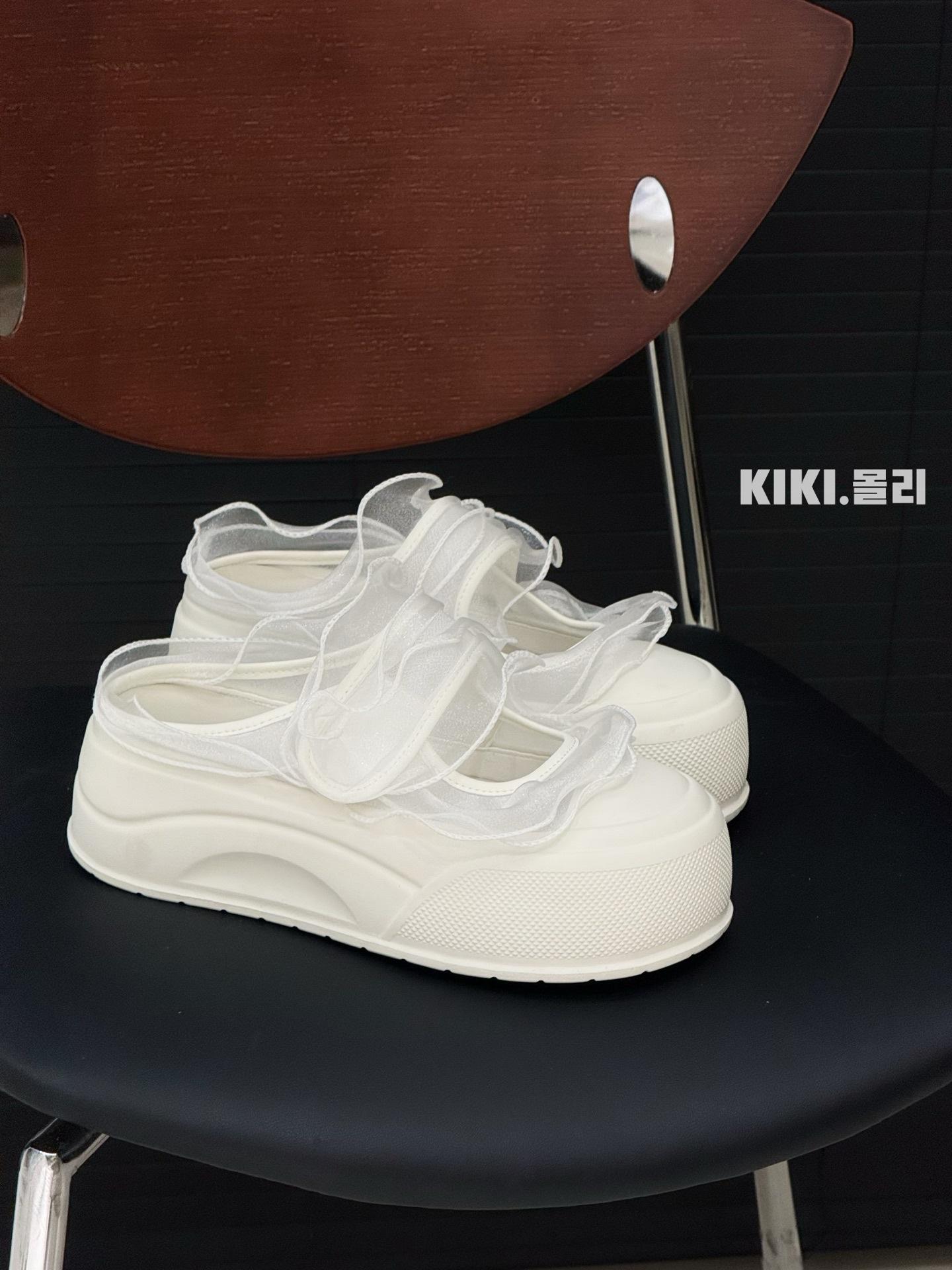 

Small 7cm thick-bottomed bag head slippers women s summer new mesh Mary Jane niche height-increasing half slippers 39 білий