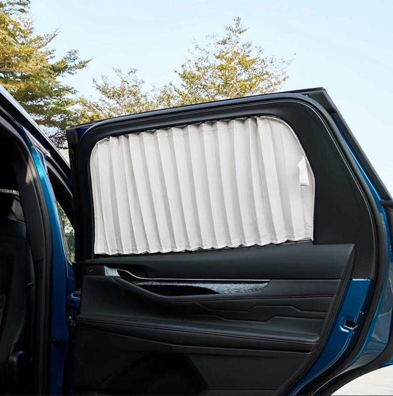 Mercedes C260L/V300 Suede Car Window Curtains - Double Rail, Non-Destructive Installation, Sun Protection & Light Blocking.