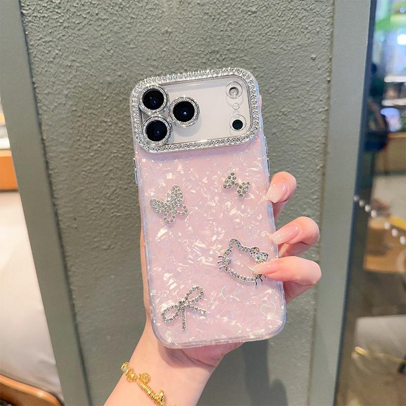 Butterfly Bow Tie Hollow Kt Cat Mobile Phone Case for Iphone16Promax All-inclusive Apple 17 Shell Pattern Hard Case
