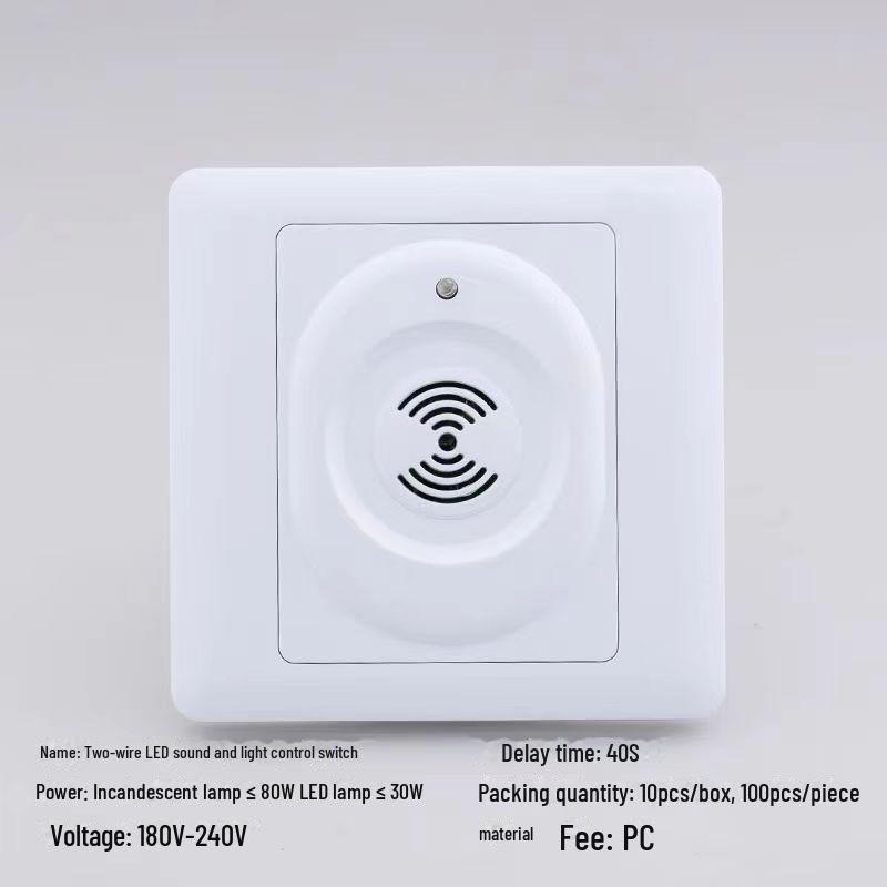 86-Type Concealed LED Light Corridor Voice Control Switch Panel with Sound and Light Delay