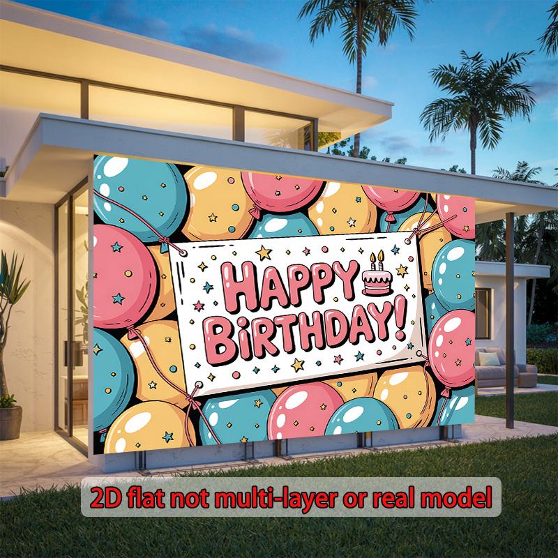 2D flat design, 1 piece packaging, includes a birthday celebration balloon, designed as a photo background decoration.