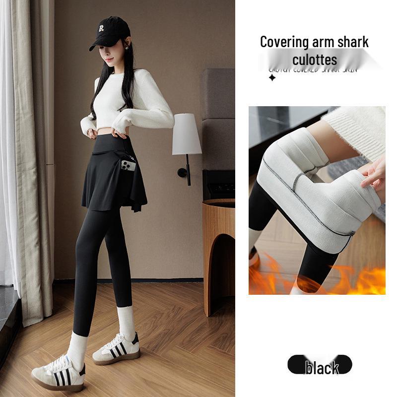 Damen Anti-Expositions-Yoga-Leggings mit Rock - Schlankmachende & Elastische Fitnesshose zum Laufen