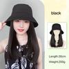Black Fisherman's Hat Wig Hair Extensions Hat Wigs Synthetic Long Straight Clavicle Hair Warm Autumn Winter Cap Wig