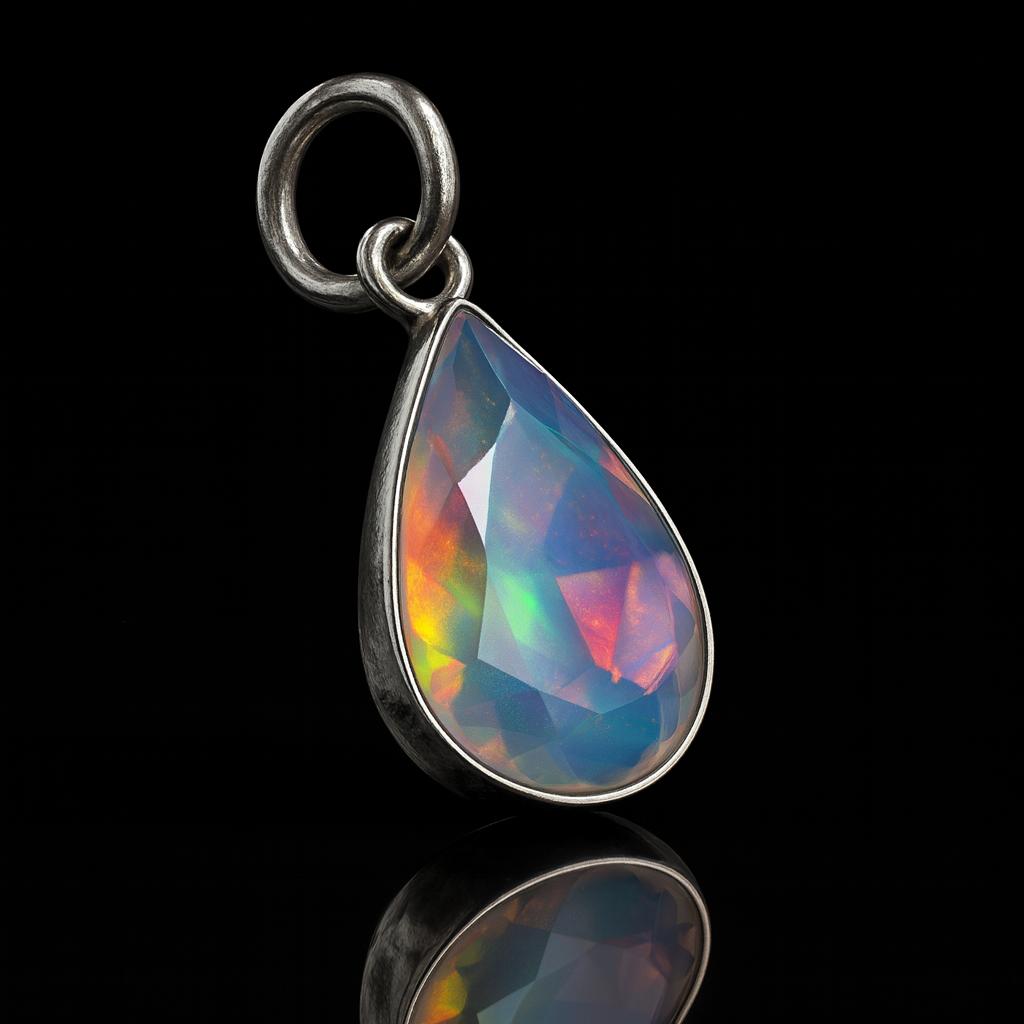 AAA+ Natural Multicolor Opal Pear Pendant 15.95 Ct Certified 925 Sterling Silver