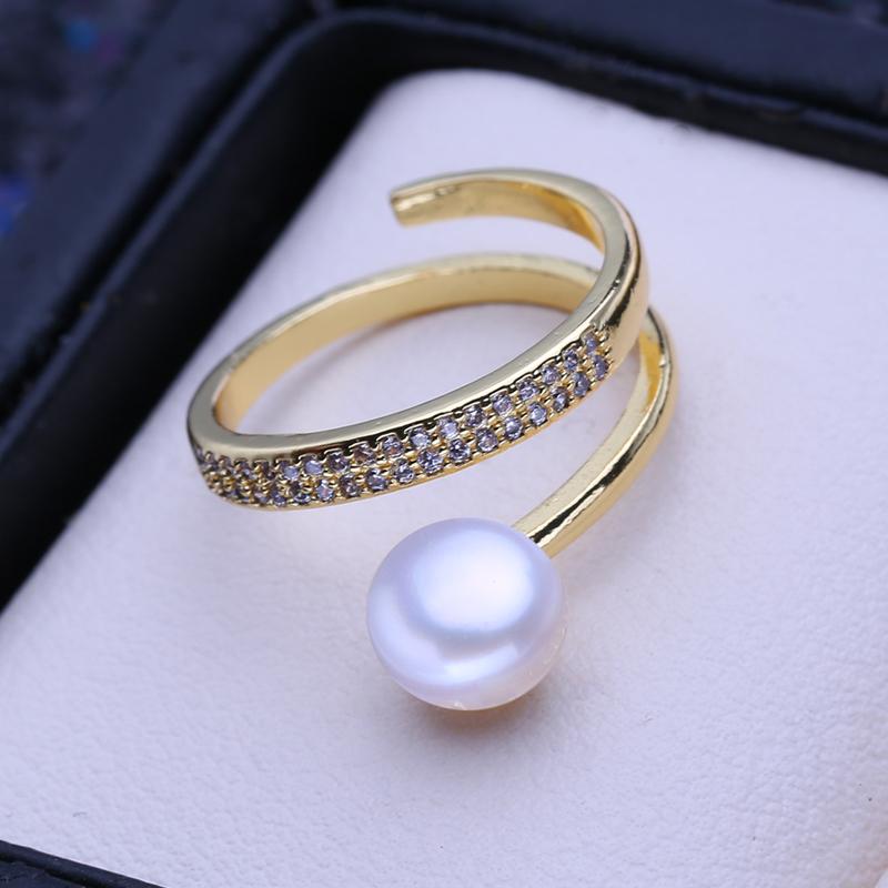 

LSOOYH кольца с натуральным пресноводным жемчугом для женщин, классическое золотого цвета, обручальное кольцо, подарки на день рождения, оптовая продажа adjustable белый