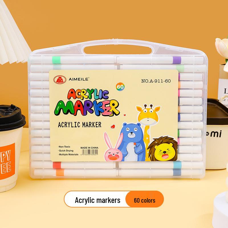 Quick-Drying, Stackable Acrylic Markers for Children's DIY Doodling