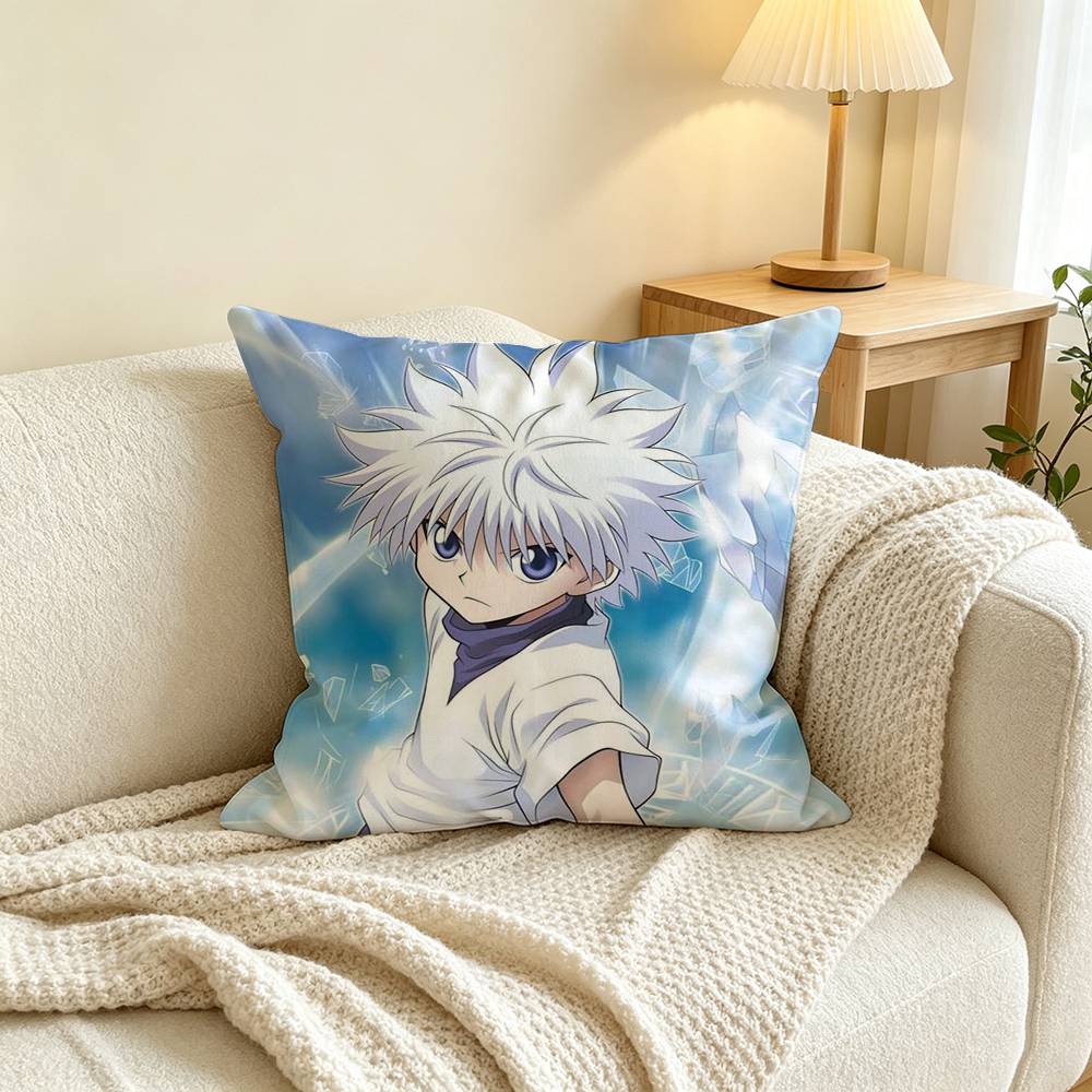 H-Hunter x Hunter Killua Zoldyck Pillow Case Square Double-Sided Sofa Cushion Cover Bedroom Bedside Pillow