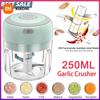 250/100ML Garlic Mincer USB Charging Powerful Mini Electric Garlic Chopper Portable Garlic Crusher Kitchen Food Chopper Unisex