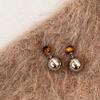 Sleek Tiger Eye Stud Earrings: Versatile Front & Back Design for Unique Fashion