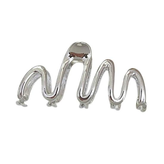 

Французский стиль волос коготь скрещивания зубов пружинный дизайн тугая нерегулярная форма волны большая заколка для волос серебряный