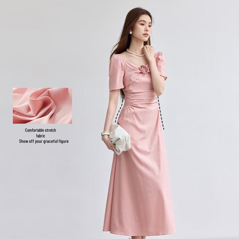 VICTORIA&VERA French Style Short Sleeve Midi Dress