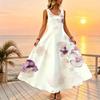 Floral Sleeveless Maxi Dress,Fresh Floral Pattern,Lightweight Flowy,Elegant Long Dress for Beach Vacation & Daily Wear