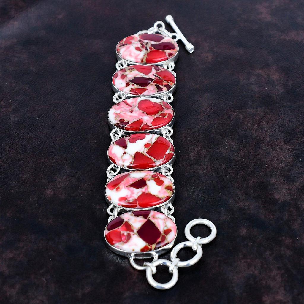 Kingman rotes Mohave Kupfer Türkis Armband 925 Sterling Silber Armband verstellbare Kette Armband Edelstein handgefertigter Schmuck Geschenke für Mama