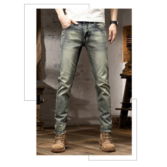 

2024 осень новые четыре сезона носимые мужские ретро пирсинг повседневные свободные модные брендовые прямые простые брюки 38