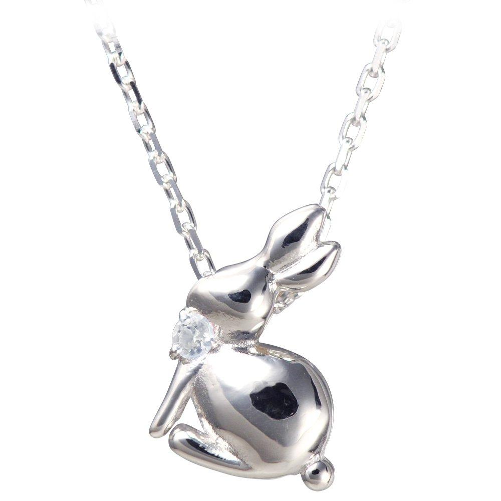 

Rabbit Selectable Birthstone [Future Angel] Necklace, Women s, Motif, Silver, (April Diamond)