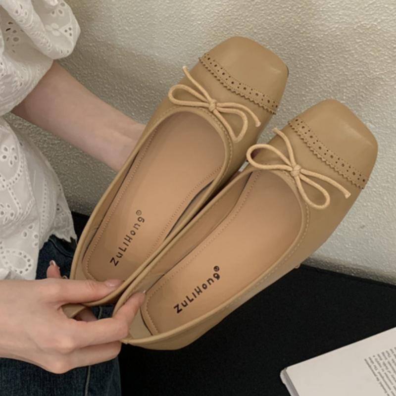 

Модные женские балетки с бантом-бабочкой 2025 Мэри Джейн Новая мода Мелкие слипоны Мягкая подошва Удобная нарядная обувь Балетки 35 хаки