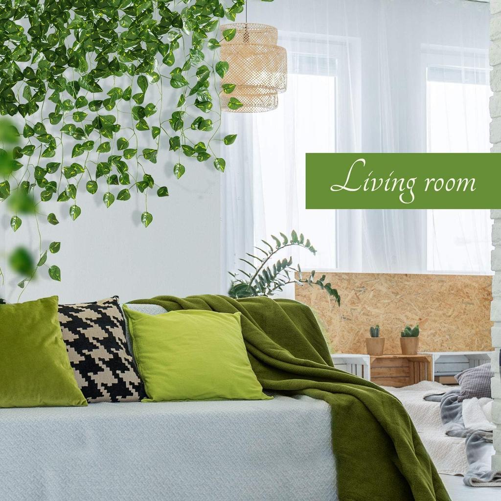 Yatim 78-Ft 12 Pack Silk Artificial Ivy Vines Leaf Garland Plants Hanging Wedding Garland Fake Foliage Flowers Home Kitchen Garden Office Wedding