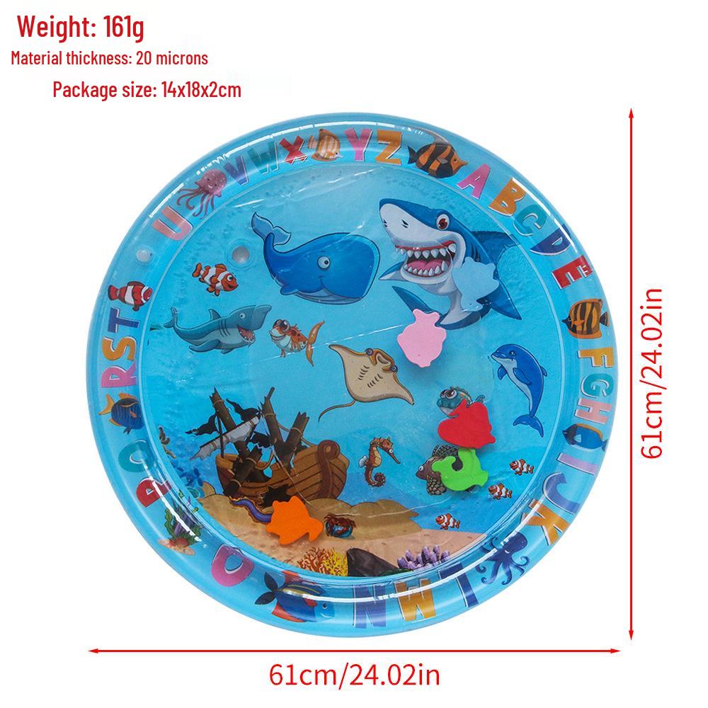 Inflatable Round Pat-Pat Water Mat for Babies & Toddlers - Marine Life Crawling Play Mat