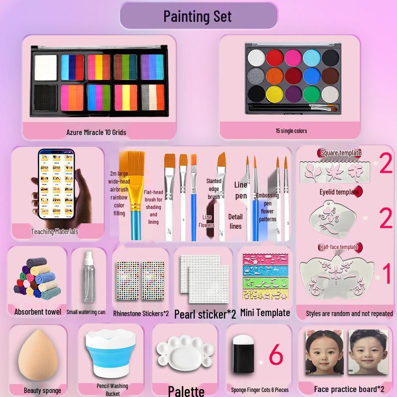 MengHui 12-Color Kids' Face Paint Set - Water-Soluble Body & Stage Makeup