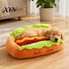 Lustiges Hot-Dog-Form Haustierbett, Niedliches Gemütliches Kuschel-Bett mit Abnehmbarem Waschbarem Polster, Atmungsaktiv mit Dickem Futter Brötchen-Plüsch für Kleine Hunde Katzen Weiches Sofa