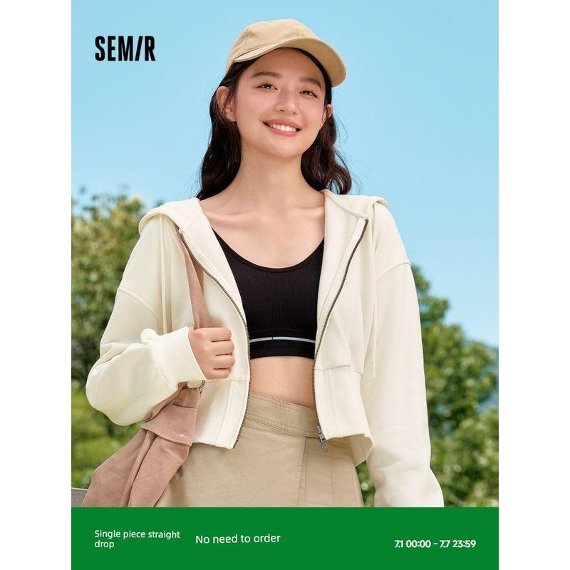 

Senma Plum Series Outwear Women s Short Height Embroider Fashion 2024 New Arrival Autumn Hooded Hooded Jacket Trendy Gray 00322 165/88A/L