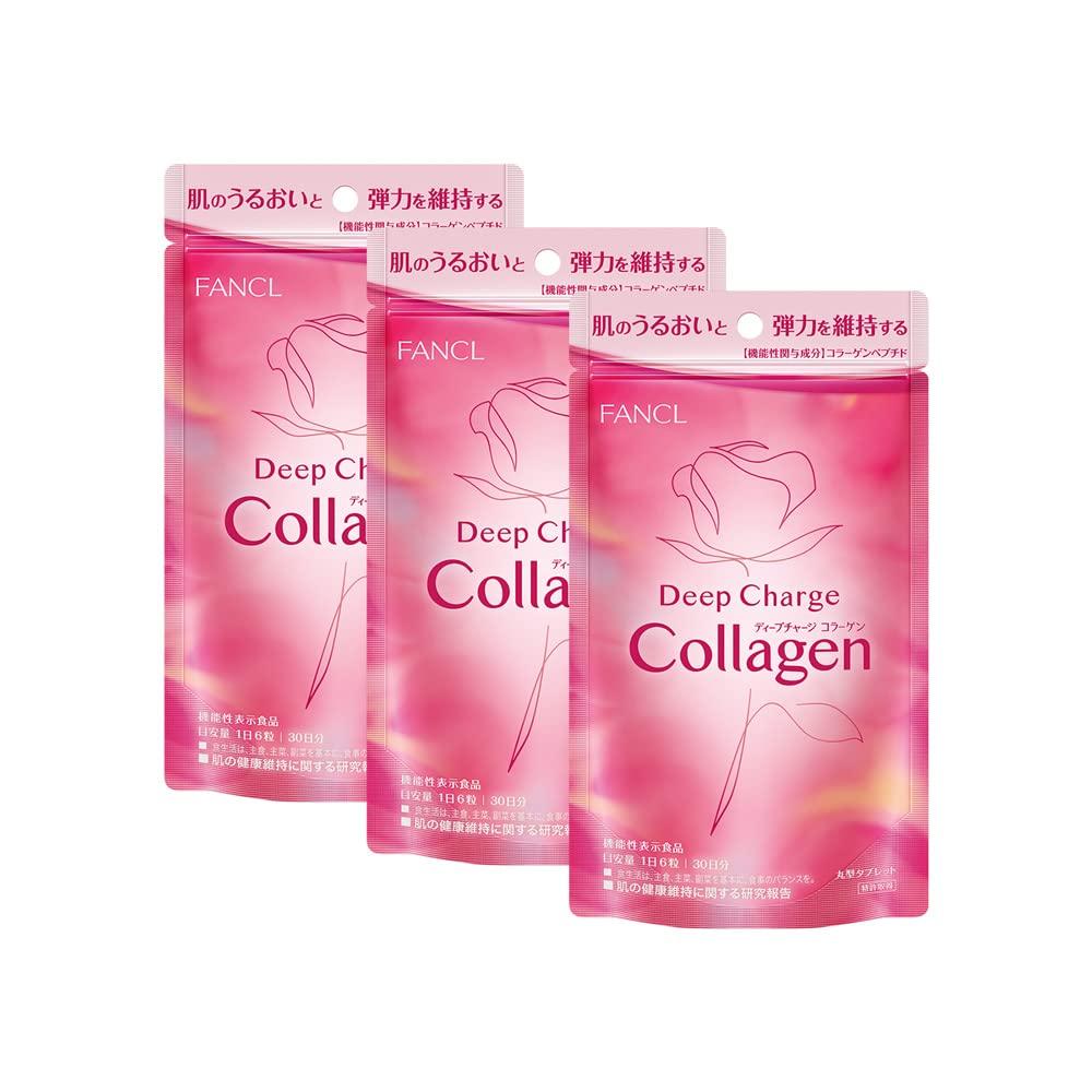 

FANCL Deep Charge Collagen Supplement 90 Days (3x30 Days) with Vitamin C for Hydration [Functional Food]