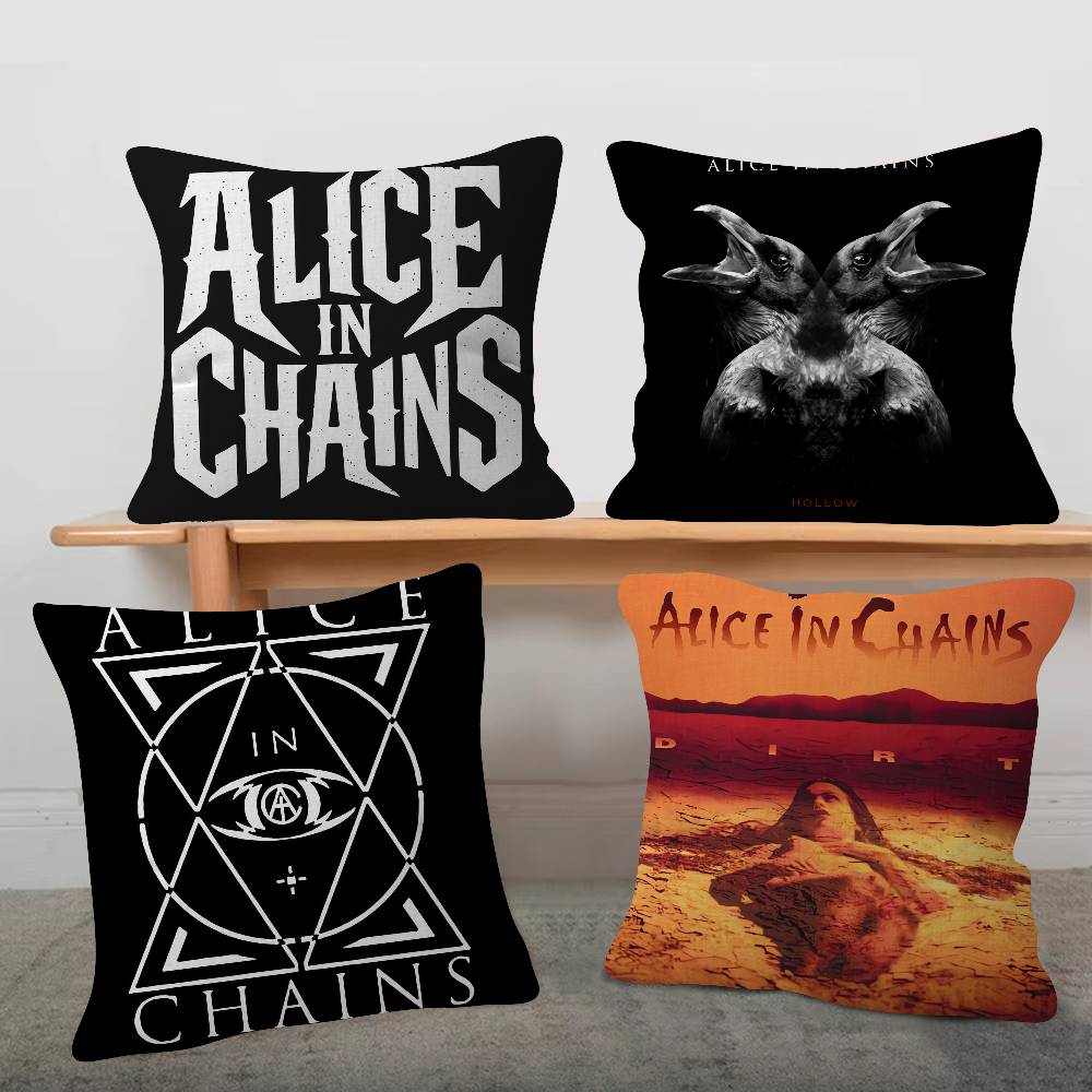 Rock Band Alice In Chains Cute Cartoon Twodimensional Pillowcase Bedroom Sofa Cushion Cover Nap Pillow Cover