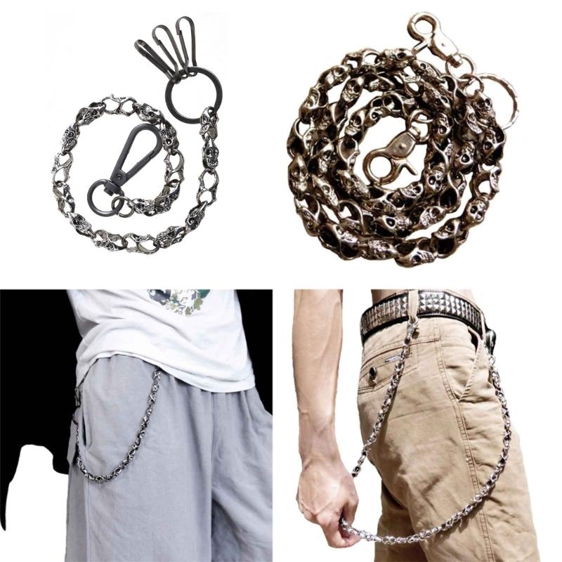 Biker-Decor Skull Wallet Chain with Hook Snap Closure Punk Skull Trouser Chain Hip-hop Cool Style Pant Chain Ornament