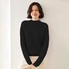Women's Classic Cashmere Sweater - Autumn/Winter Style, Seven-Stitch Half-High Collar, Regular Shoulder, Long Sleeve, Solid Color, Commuter-Friendly.