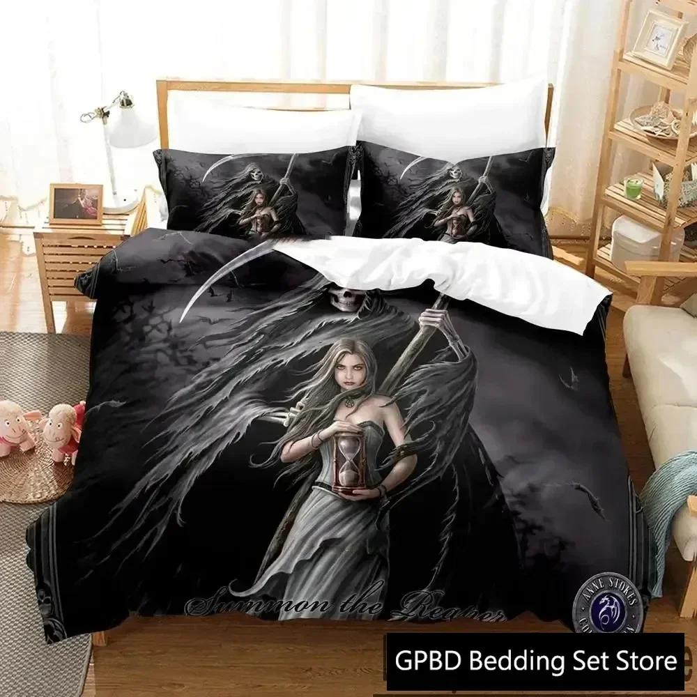 Luxury New 3D Print Dark Grim Reaper  Bedding Set Boys Girls Twin Queen King Size Duvet Cover Bed Boys Adult Home Textileextile