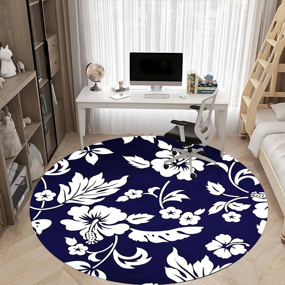 1pc Floral Pattern Office Round Rug, Carpet for Office, Gaming, Lightweight Round Floor Mat yy260208064