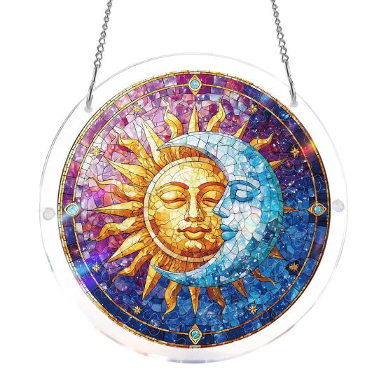 

Sun Catcher Puzzle Acrylic Suncatcher Durable Clear Acrylic Colorful Patterns Window Decoration for Doors Garden F