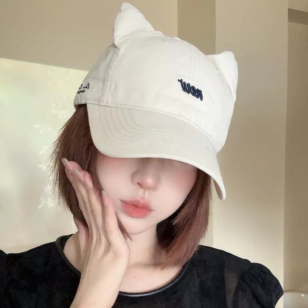 Cute Cat Ears Big Head Circumference Baseball Cap Children Sweet Cool Fashion Couple Cap Show Face Small Tide