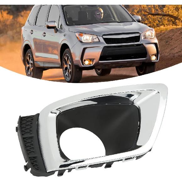 Passenger Side Fog Light Bezel For 2014-2018 Subaru Forester, 2.0 Turbo Models Chrome, Made Of ABS SU1039107 57731SG080(Right)