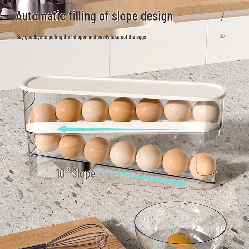 Automatic Slide Egg Holder for Fridge Door and Kitchen Countertop