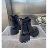 Schwarze Punk-Knöchel-Motorrad-Stiefeletten mit dicken Sohlen, Damen-Schnürstiefel, Frühling, dicker Absatz, Gürtelschnalle, Taschendesigner, klobige Schuhe
